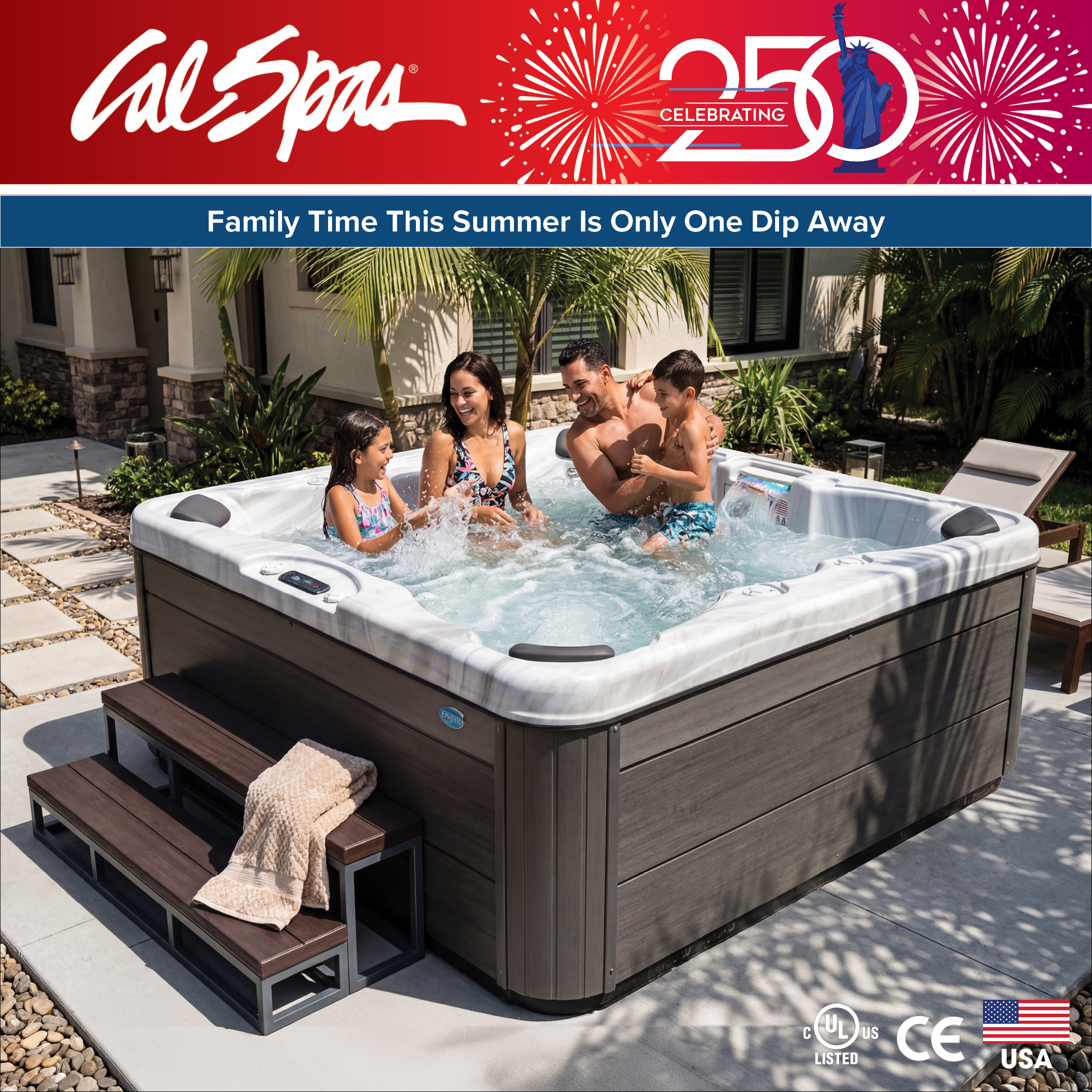 Calspas hot tub being used in a family setting - Tinley Park